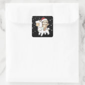 Slaapse kerstwinter winterdieren plein St. Vierkante Sticker (Tas)