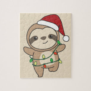 Slaapse kerstwinterdieren Sloths Jigzaag Puzzl Legpuzzel