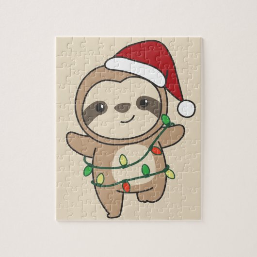 Slaapse kerstwinterdieren Sloths Jigzaag Puzzl Legpuzzel (Verticaal)