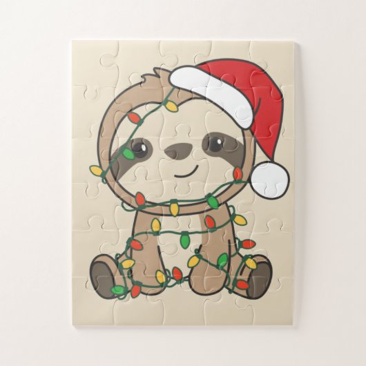 Slaapse kerstwinterdieren Sloths Jigzaag Puzzl Legpuzzel (Verticaal)