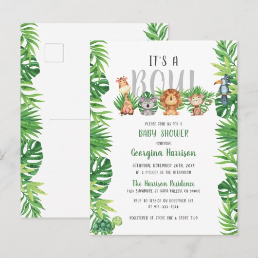 Slaapse Oerwouden | Het is een Baby shower Uitnodiging Briefkaart (Voorkant / Achterkant)