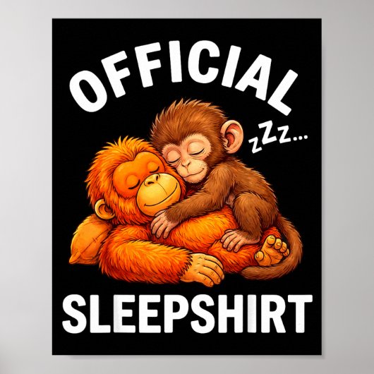 Slaapshirt dier schattig stomp aap knuffel knuffel poster (Voorkant)
