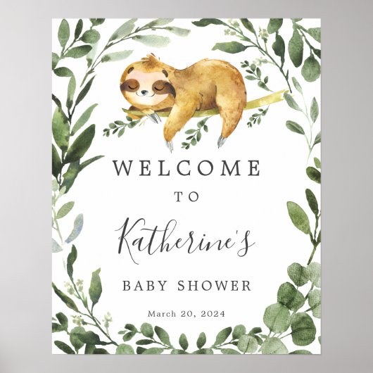 Slaapslak Baby Shower Welkom Bord Poster (Voorkant)