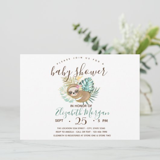 Slaapsleuf, palm, pooldots Baby shower Kaart (Staand voorkant)