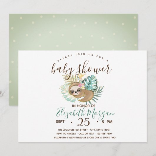 Slaapsleuf, palm, pooldots Baby shower Kaart (Voorkant / Achterkant)