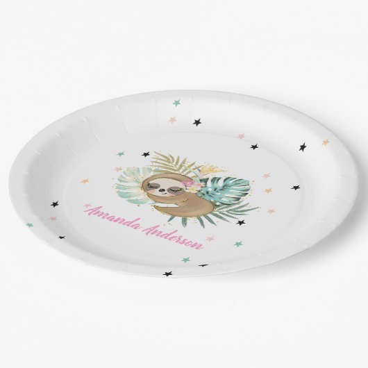 Slaapsleuf, sterren, prinses papieren bordje (Gekanteld)