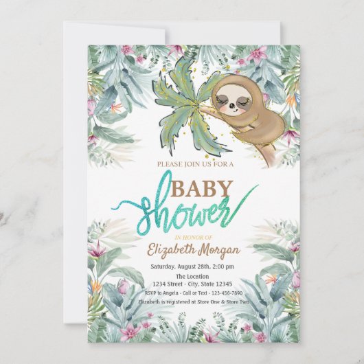 Slaapsleuf Tropische bloemen Baby shower Kaart (Voorkant)