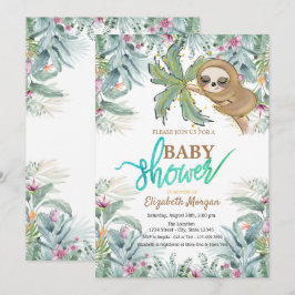Slaapsleuf Tropische bloemen Baby shower Kaart