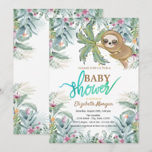 Slaapsleuf Tropische bloemen Baby shower Kaart