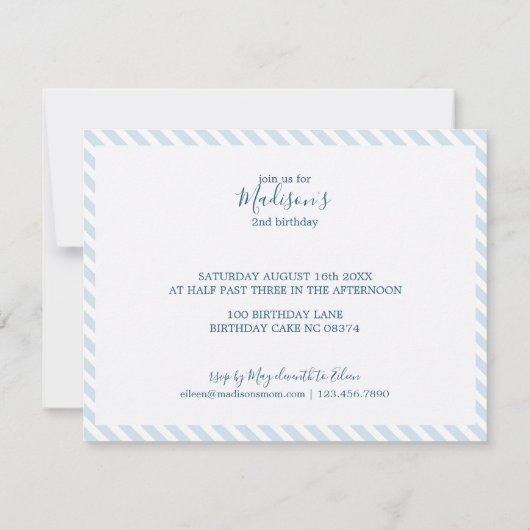 Slaapstand 2de verjaardag van de Baby Kaart (Achterkant)