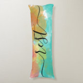 Slaapstand Coral Yellow Turquoise Waterverf Lichaamskussen (Voorkant Verticaal)