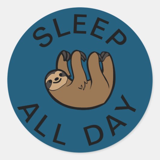 Slaapstand de hele dag ronde sticker (Voorkant)