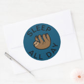 Slaapstand de hele dag ronde sticker (Envelop)