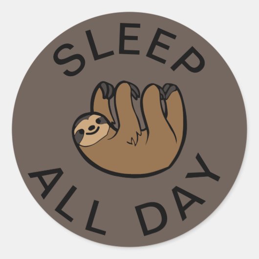 Slaapstand de hele dag ronde sticker (Voorkant)