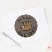 Slaapstand de hele dag ronde sticker (Envelop)