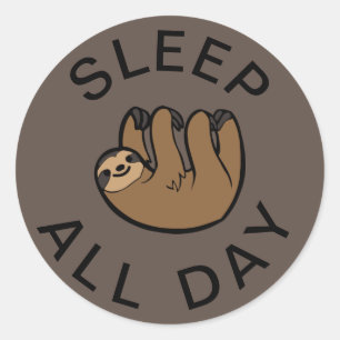 Slaapstand de hele dag ronde sticker