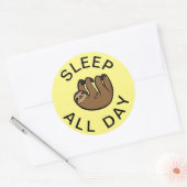 Slaapstand de hele dag ronde sticker (Envelop)