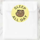 Slaapstand de hele dag ronde sticker (Tas)
