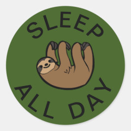 Slaapstand de hele dag ronde sticker