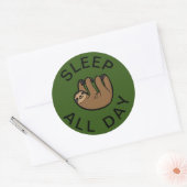 Slaapstand de hele dag ronde sticker (Envelop)