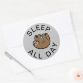 Slaapstand de hele dag ronde sticker (Envelop)
