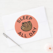 Slaapstand de hele dag ronde sticker (Envelop)