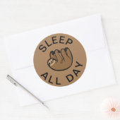 Slaapstand de hele dag ronde sticker (Envelop)