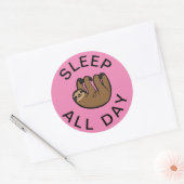 Slaapstand de hele dag ronde sticker (Envelop)
