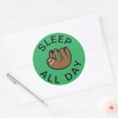 Slaapstand de hele dag ronde sticker (Envelop)
