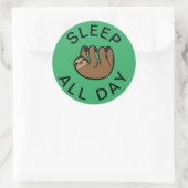 Slaapstand de hele dag ronde sticker (Tas)