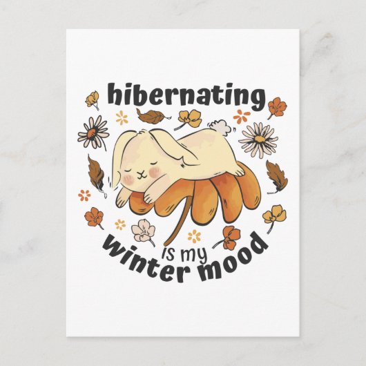 Slaapstand is mijn Winter Mood Cute Rabbit Briefkaart (Voorkant)
