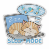 Slaapstand, kat slaapt op laptop sticker (Voorkant)