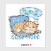 Slaapstand, kat slaapt op laptop sticker (Vel)