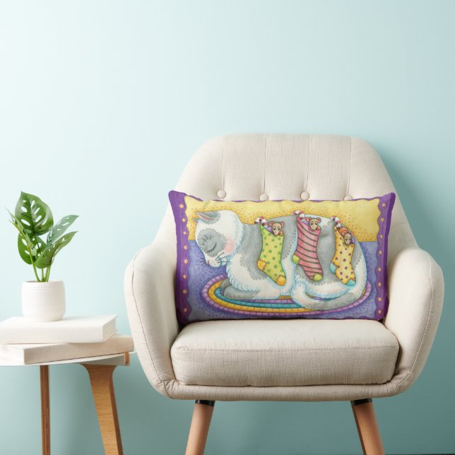 Slaapstand met kerstkat met muizen in voorraad kussen (Stoel)