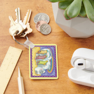 Slaapstand met kerstkat met muizen in voorraad sleutelhanger