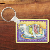 Slaapstand met kerstkat met muizen in voorraad sleutelhanger (Achterkant)