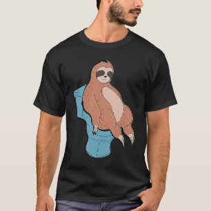 Slaapstand op toilet Cute Lazy Sloth T-shirt
