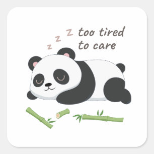Slaapstand Panda – Knuffelige Lui Beer Kunst Vierkante Sticker