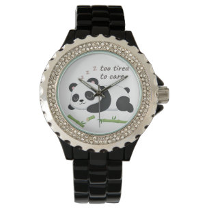 Slaapstand Panda – Schattigee luie Beer kunst Horloge