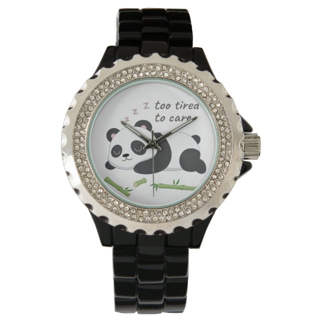 Slaapstand Panda – Schattigee luie Beer kunst Horloge (Voorkant)