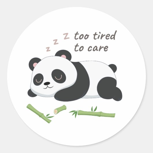 Slaapstand Panda – Schattigee luie Beer kunst Ronde Sticker (Voorkant)