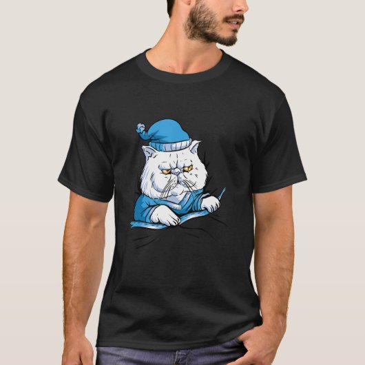 Slaapstand van de kat voor thuis Pajama nacht T-shirt (Voorkant)