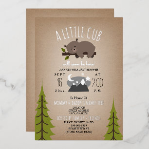 Slaapster Beerwelp Sterren Karton Baby Shower Folie Uitnodiging