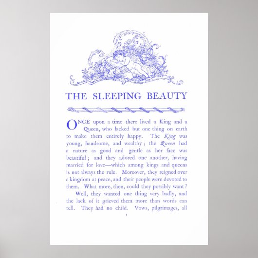 Slaapster Sprookjesboek Blauwe Poster (Voorkant)