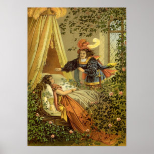 Slaapster, Victoriaanse Sprookjes Vintage Poster