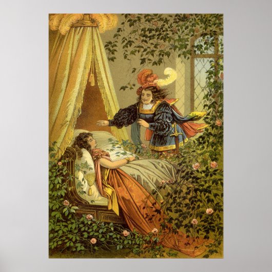 Slaapster, Victoriaanse Sprookjes Vintage Poster (Voorkant)