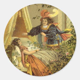 Slaapster, Victoriaanse Sprookjes Vintage Ronde Sticker