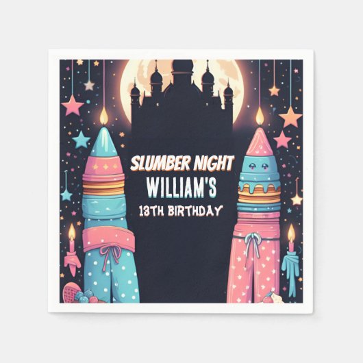 Slaapsterren Sleepover Slumber Party 13e verjaarda Servet (Voorkant)