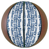 Slaapstoornis maar leef nog steeds in donkerblauw mini basketbal (Verticaal)