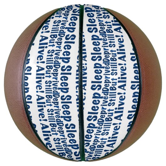 Slaapstoornis maar leef nog steeds in donkerblauw mini basketbal (Verticaal)